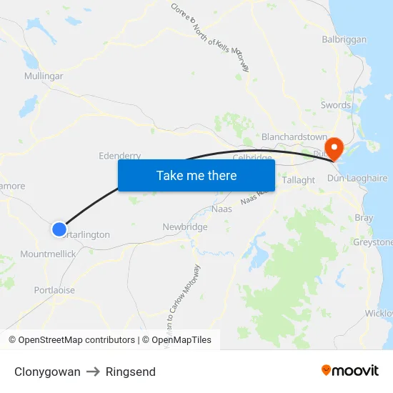 Clonygowan to Ringsend map