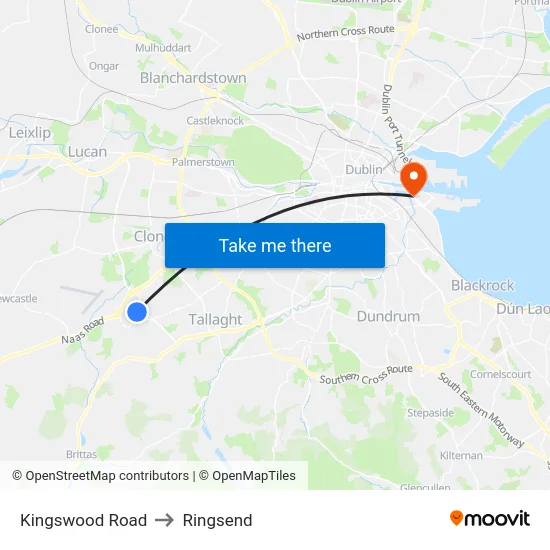 Kingswood Road to Ringsend map