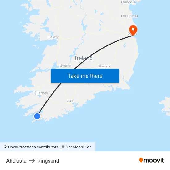 Ahakista to Ringsend map