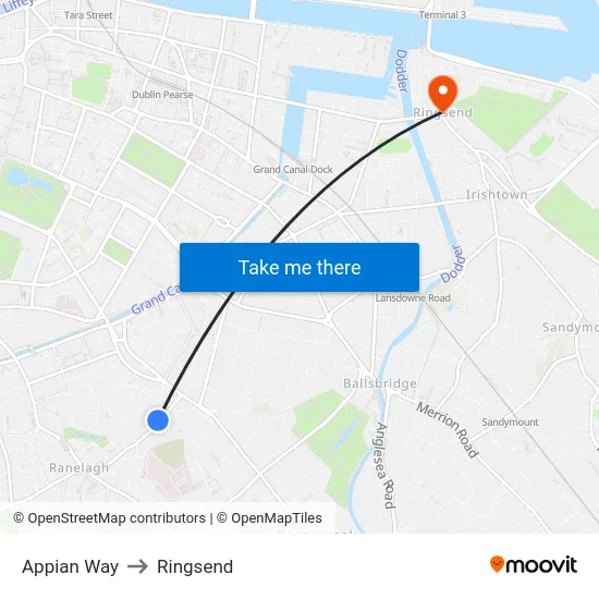 Appian Way to Ringsend map