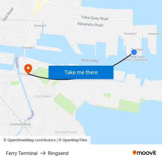 Ferry Terminal to Ringsend map