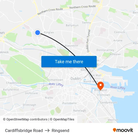 Cardiffsbridge Road to Ringsend map