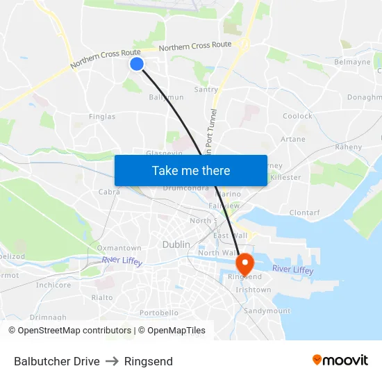 Balbutcher Drive to Ringsend map