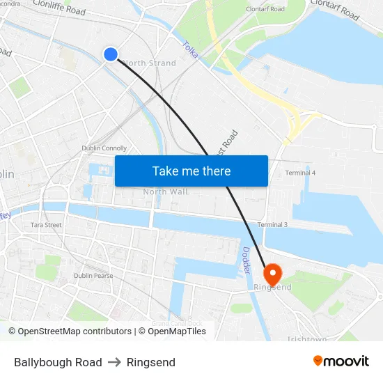 Ballybough Road to Ringsend map