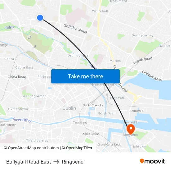 Ballygall Road East to Ringsend map