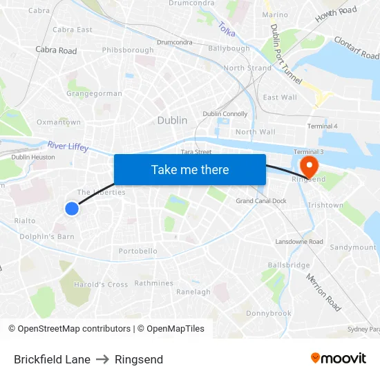 Brickfield Lane to Ringsend map