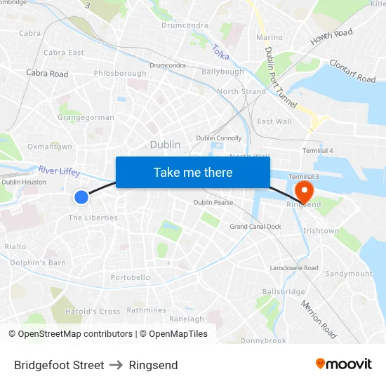 Bridgefoot Street to Ringsend map