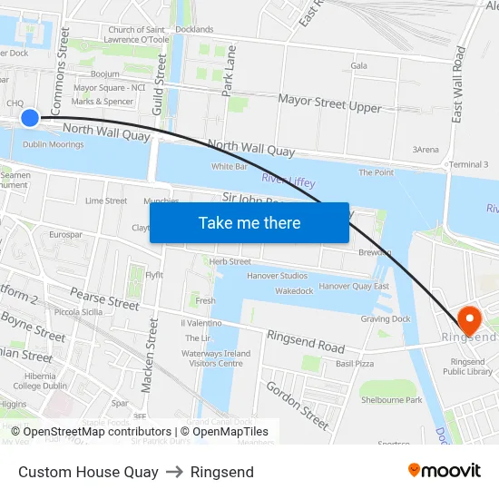 Custom House Quay to Ringsend map