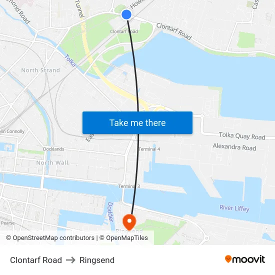 Clontarf Road to Ringsend map