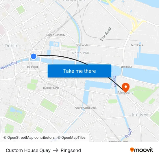 Custom House Quay to Ringsend map
