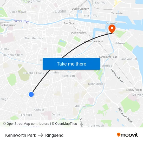 Kenilworth Park to Ringsend map