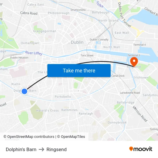 Dolphin's Barn to Ringsend map