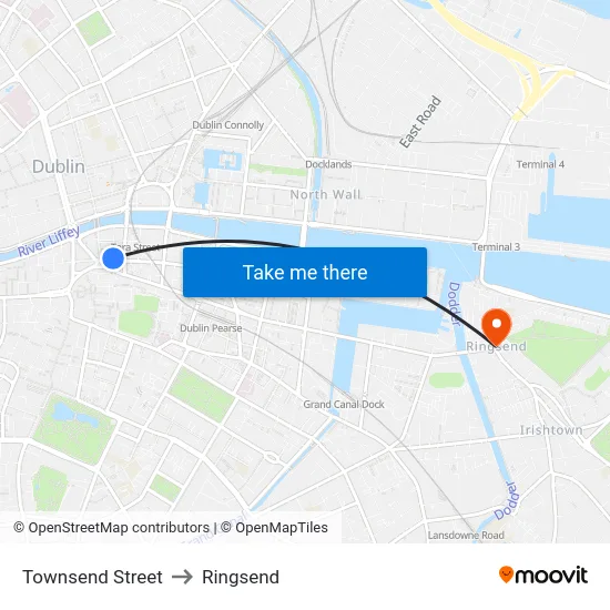 Townsend Street to Ringsend map