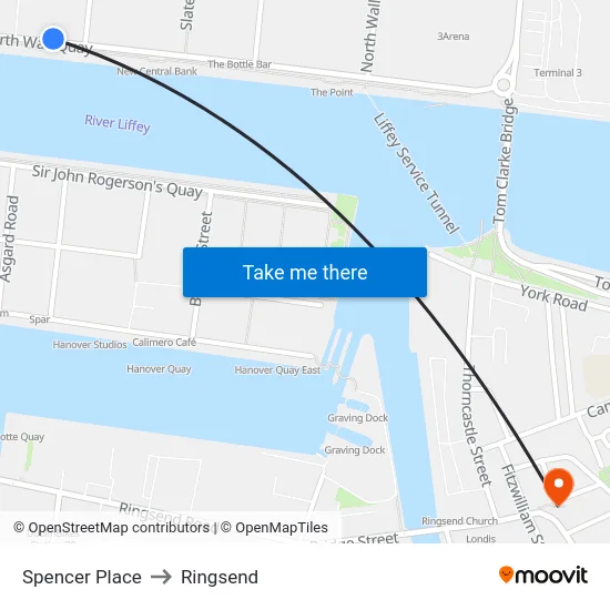 Spencer Place to Ringsend map