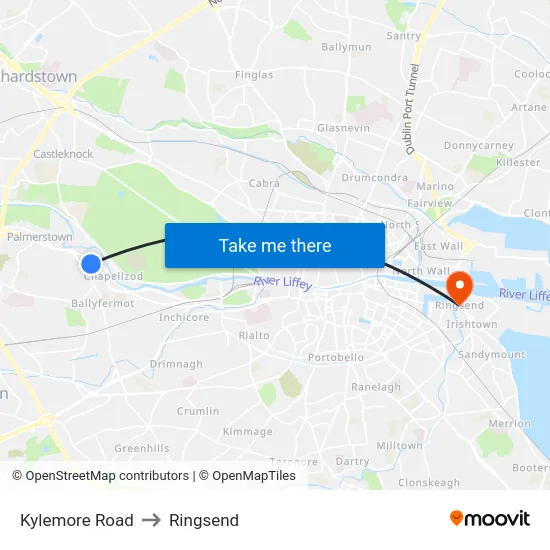 Kylemore Road to Ringsend map