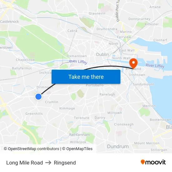 Long Mile Road to Ringsend map