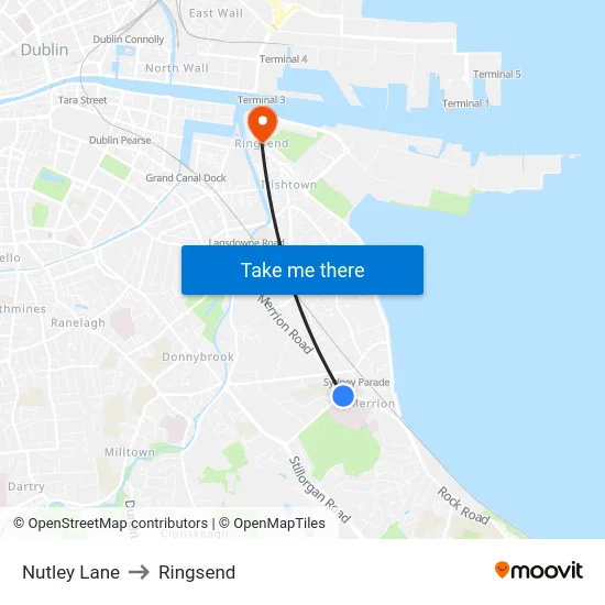 Nutley Lane to Ringsend map