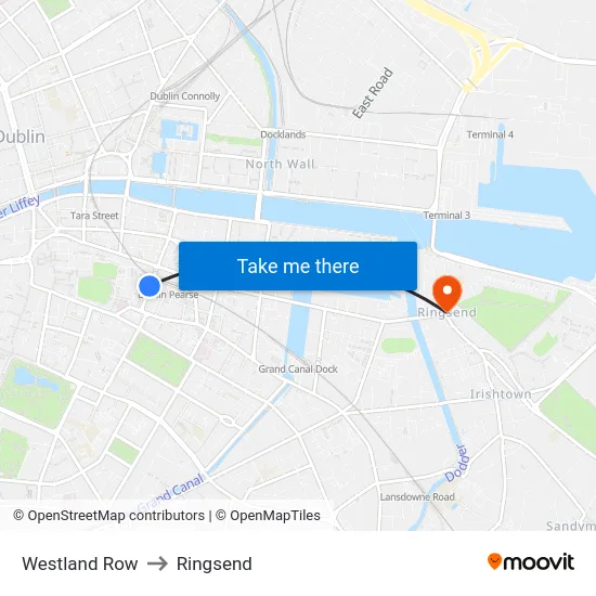 Westland Row to Ringsend map
