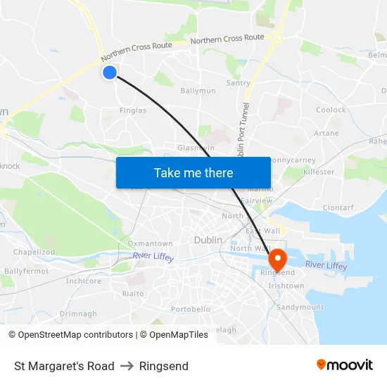 St Margaret's Road to Ringsend map