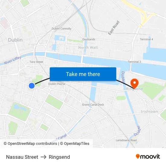 Nassau Street to Ringsend map
