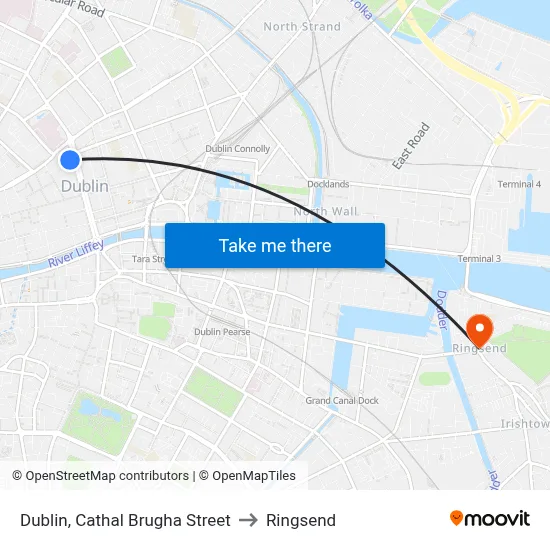 Dublin, Cathal Brugha Street to Ringsend map