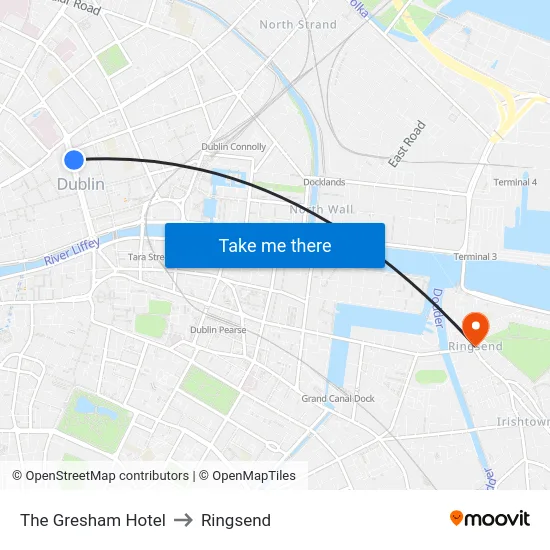 The Gresham Hotel to Ringsend map