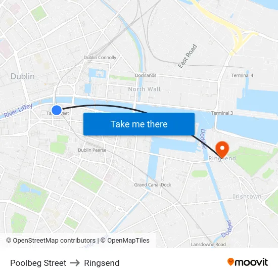 Poolbeg Street to Ringsend map