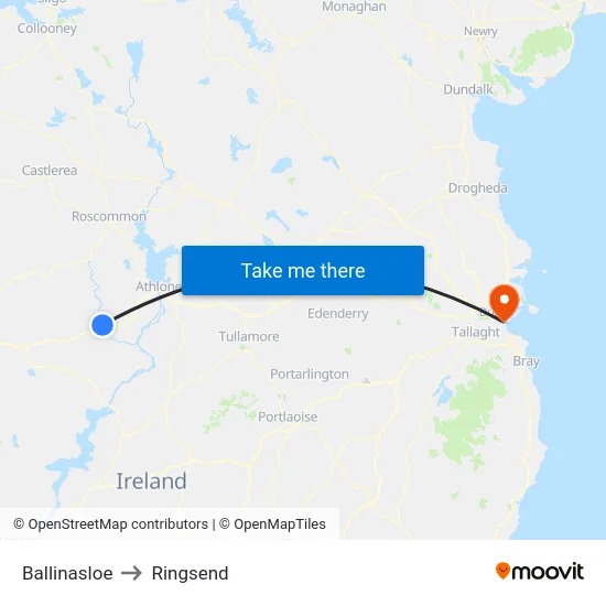 Ballinasloe to Ringsend map