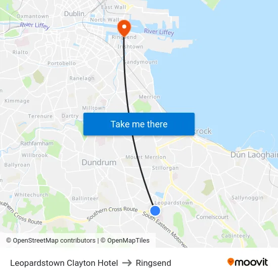 Leopardstown Clayton Hotel to Ringsend map