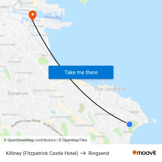 Killiney (Fitzpatrick Castle Hotel) to Ringsend map