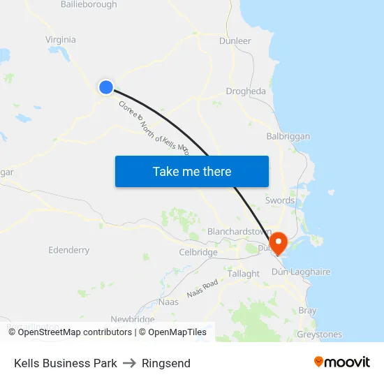 Kells Business Park to Ringsend map