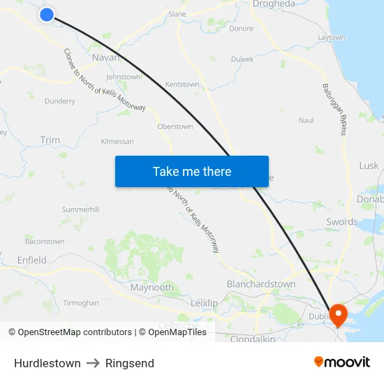 Hurdlestown to Ringsend map