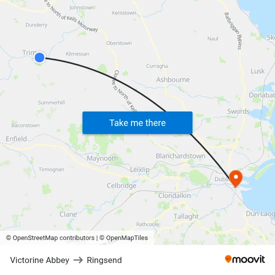 Victorine Abbey to Ringsend map