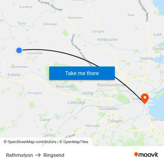 Rathmolyon to Ringsend map