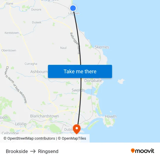 Brookside to Ringsend map