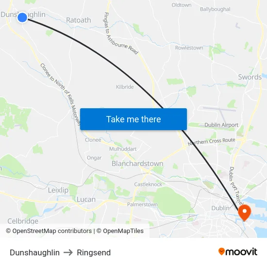 Dunshaughlin to Ringsend map