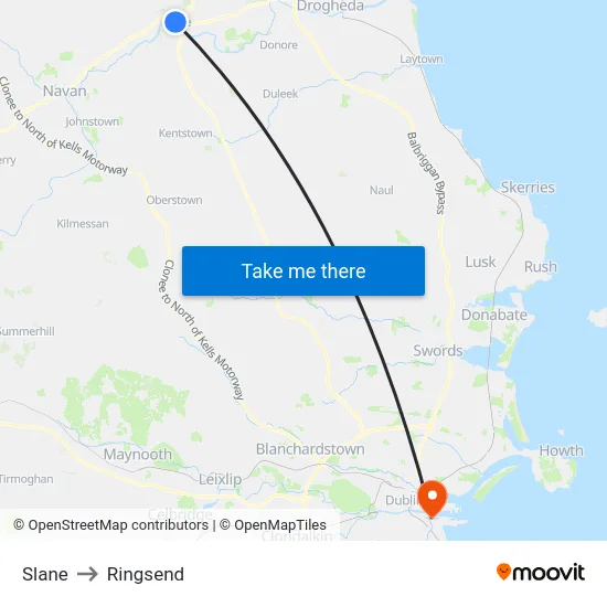 Slane to Ringsend map