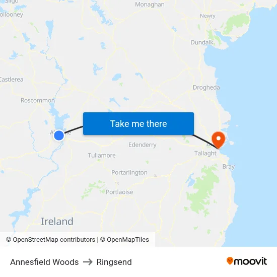 Annesfield Woods to Ringsend map