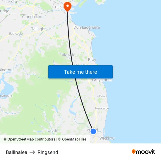 Ballinalea to Ringsend map