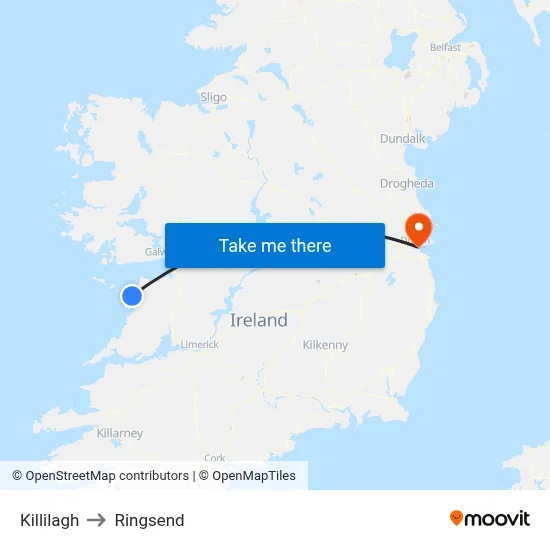 Killilagh to Ringsend map