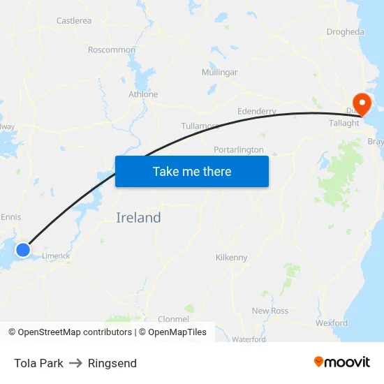 Tola Park to Ringsend map