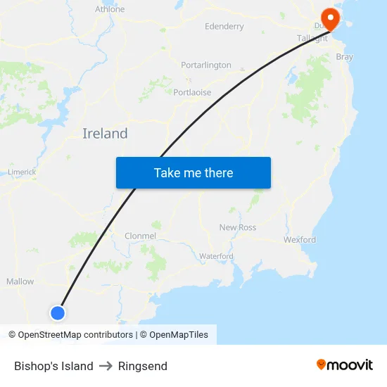 Bishop's Island to Ringsend map
