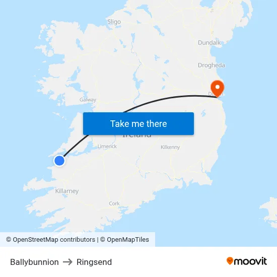 Ballybunnion to Ringsend map