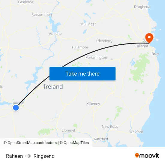 Raheen to Ringsend map