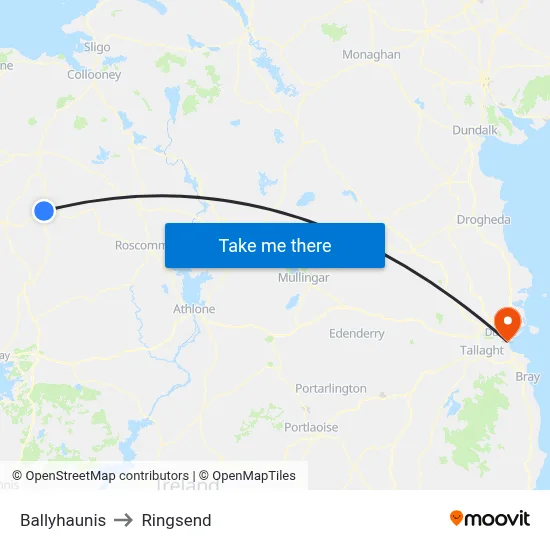 Ballyhaunis to Ringsend map