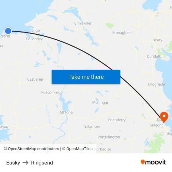 Easky to Ringsend map