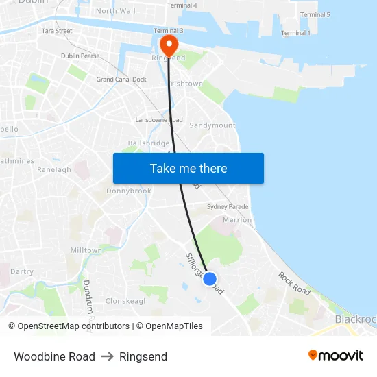 Woodbine Road to Ringsend map