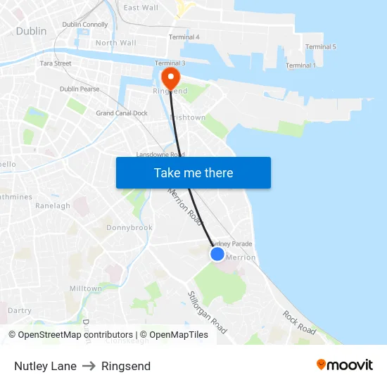 Nutley Lane to Ringsend map