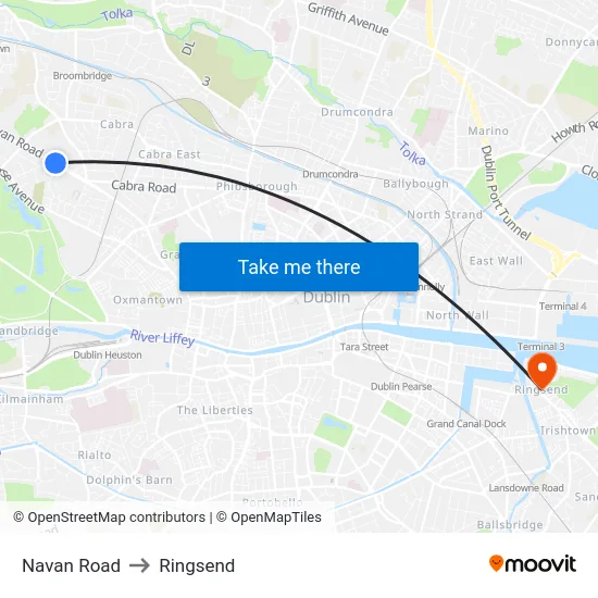 Navan Road to Ringsend map