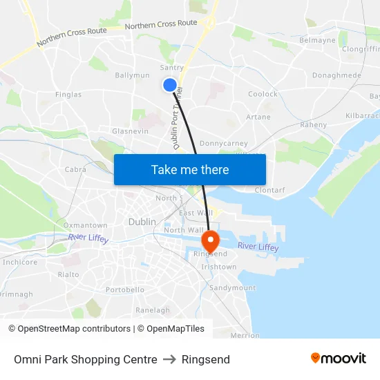 Omni Park Shopping Centre to Ringsend map